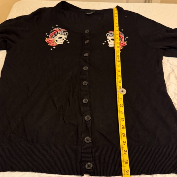 Torrid Retro Chic Sugar Skull Roses Longline Cardigan – Size 4 (4X) - Picture 5 of 9